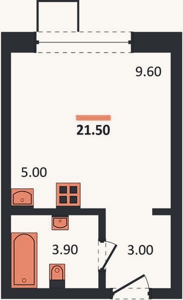 Планировка: Студия, 21,5 м²