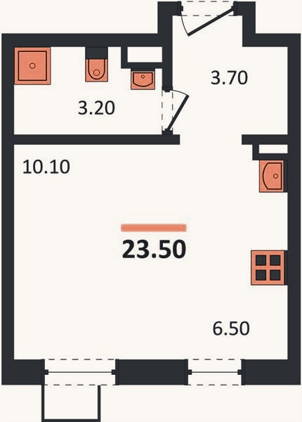 Планировка: Студия, 23,5 м²