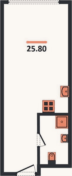 Планировка: Студия, 25,8 м²