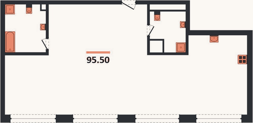 Планировка: 3-к, 95,5 м²