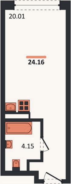 Планировка: Студия, 24,2 м²