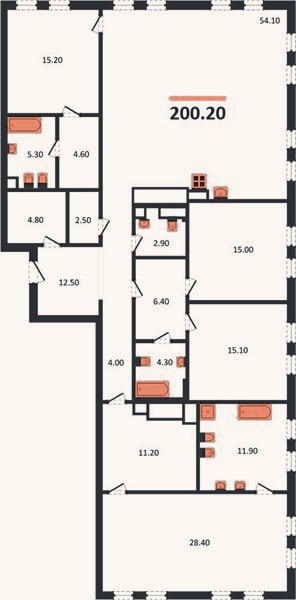 Планировка: 4+ к, 200,2 м²