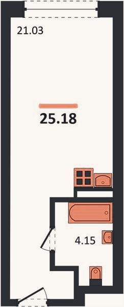 Планировка: Студия, 25,2 м²