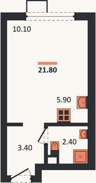 Планировка: Студия, 21,8 м²
