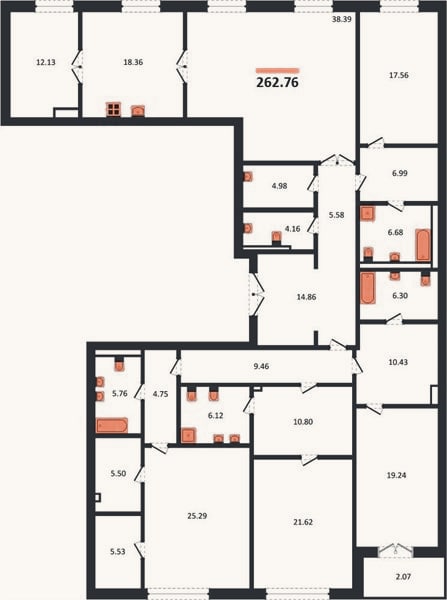 Планировка: 4+ к, 262,8 м²