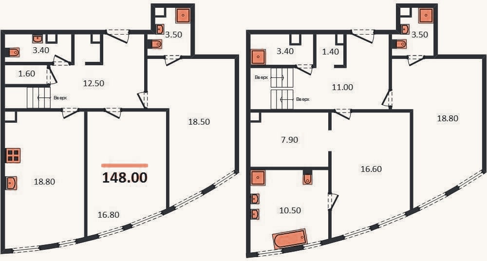 Планировка: 4+ к, 148 м²
