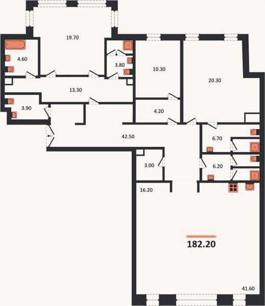 Планировка: 3-к, 182,2 м²