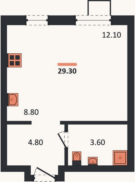 Планировка: Студия, 30,2 м²