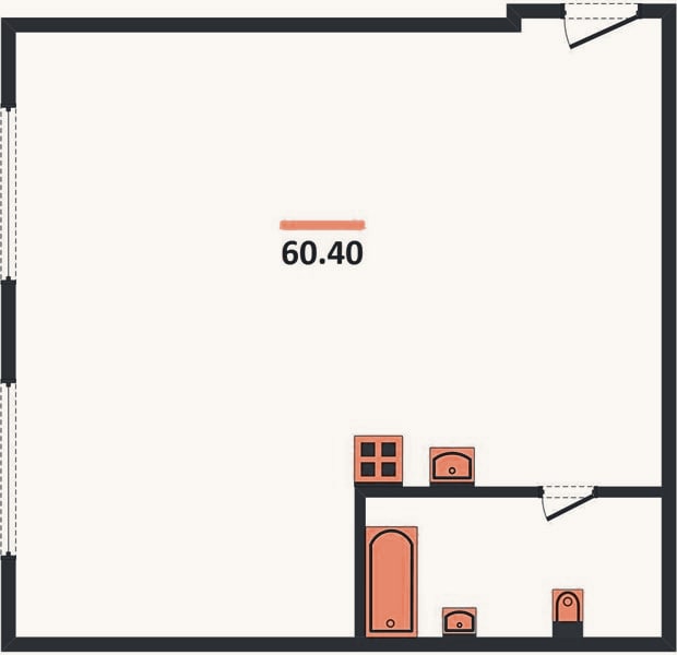 Планировка: 2-к, 60,4 м²