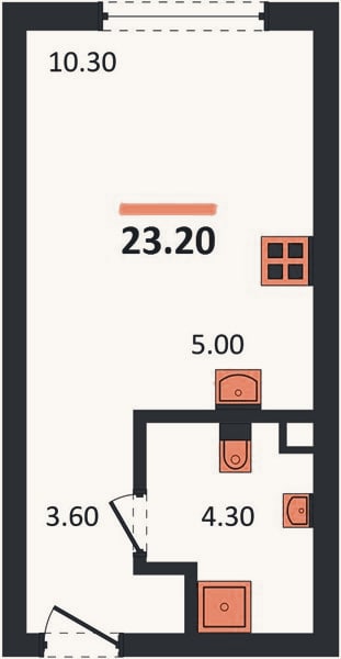 Планировка: Студия, 23,2 м²