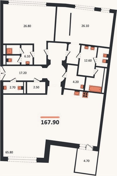 Планировка: 2-к, 166,3 м²