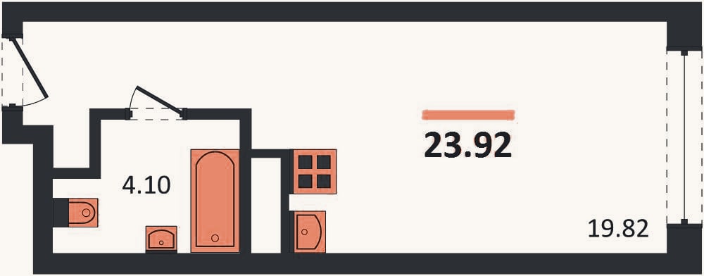 Планировка: Студия, 23,9 м²