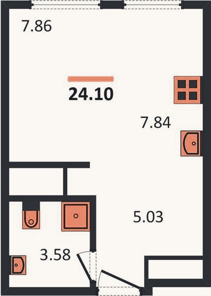 Планировка: Студия, 24,1 м²