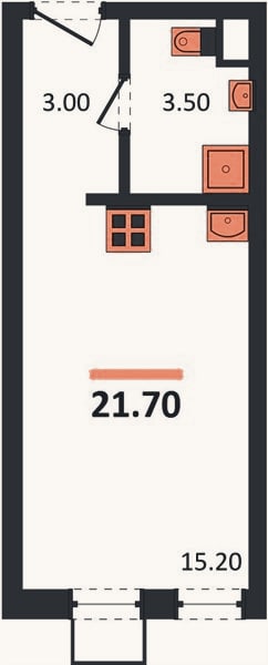 Планировка: Студия, 21,7 м²