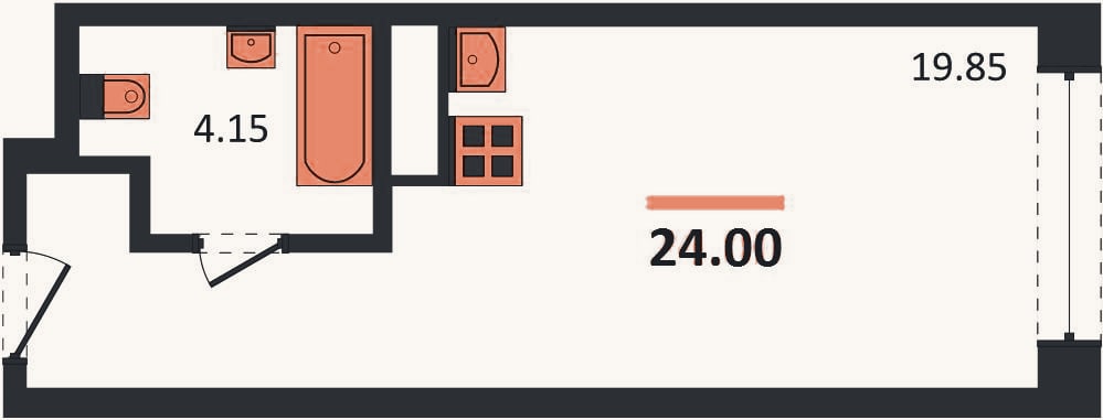 Планировка: Студия, 24 м²