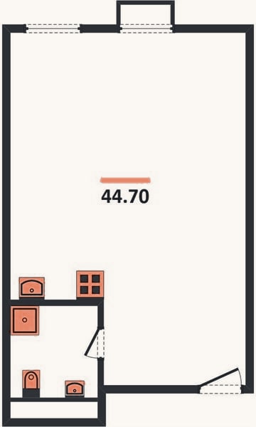 Планировка: Студия, 44,5 м²