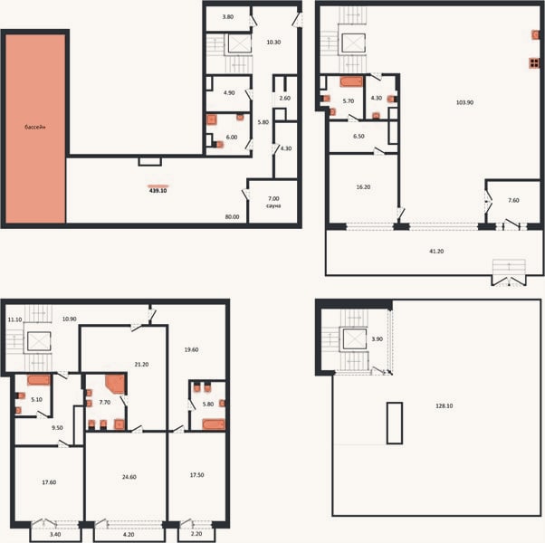 Планировка: 4+ к, 436,4 м²