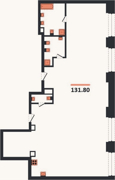 Планировка: 3-к, 131,8 м²