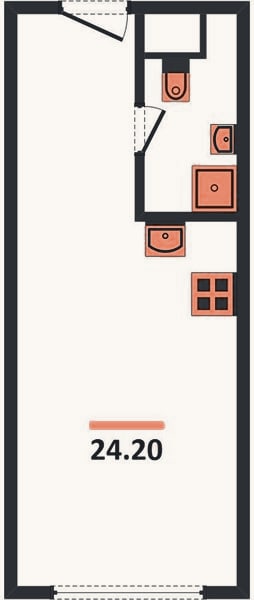 Планировка: Студия, 24,2 м²