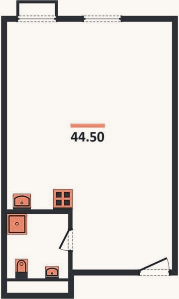 Планировка: Студия, 44,5 м²