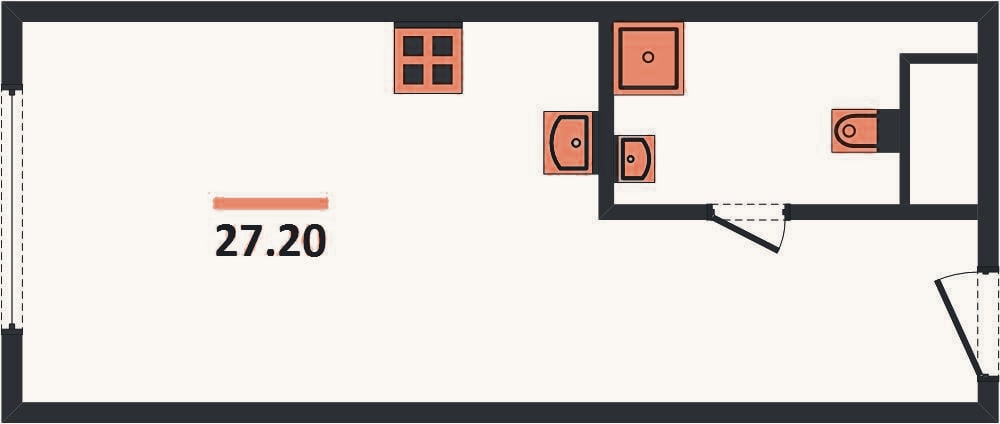 Планировка: Студия, 27,2 м²