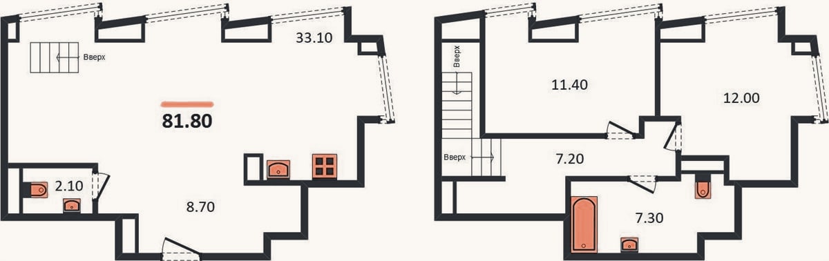 Планировка: 2-к, 81,8 м²