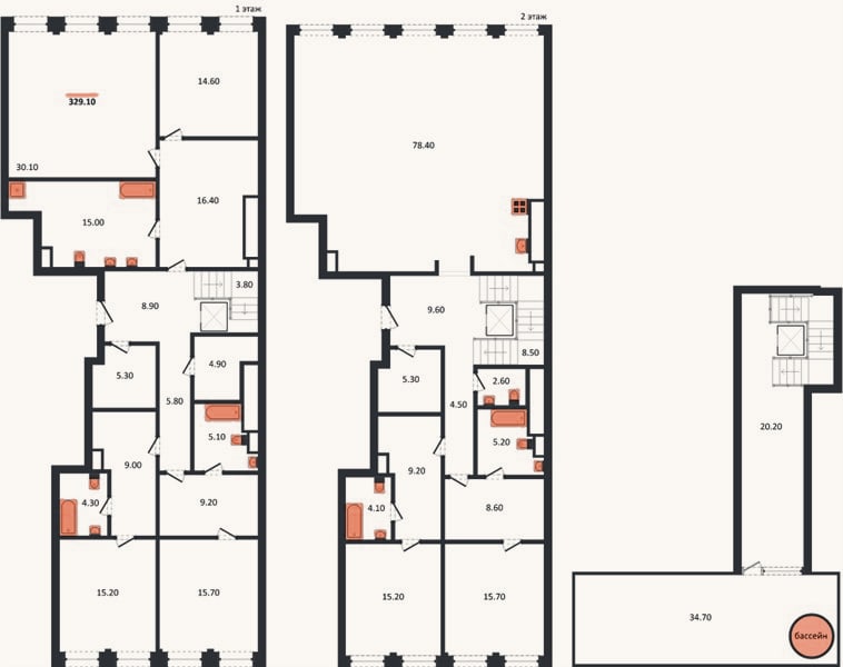 Планировка: 4+ к, 329,1 м²