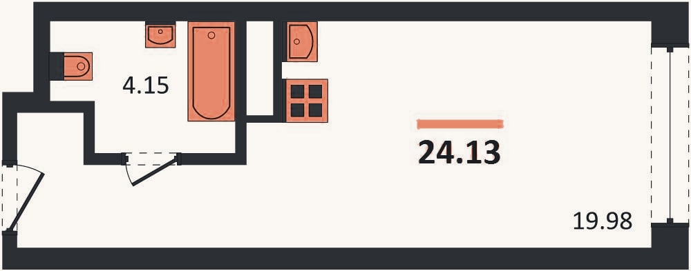 Планировка: Студия, 24,1 м²
