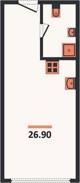 Планировка: Студия, 26,9 м²