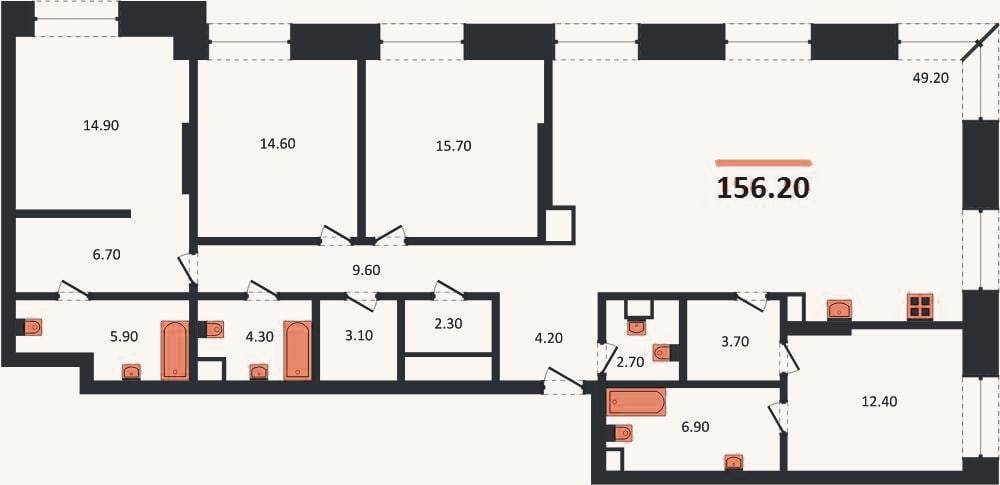 Планировка: 4+ к, 156,2 м²