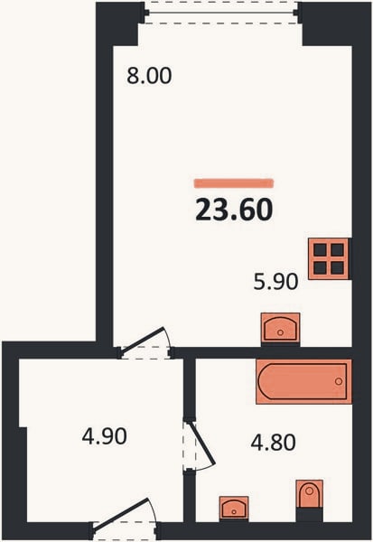 Планировка: Студия, 23,6 м²
