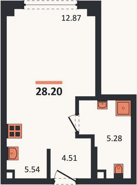 Планировка: Студия, 28,2 м²