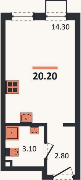 Планировка: Студия, 20,2 м²
