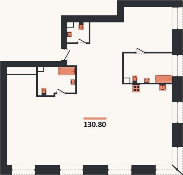 Планировка: 3-к, 130,8 м²
