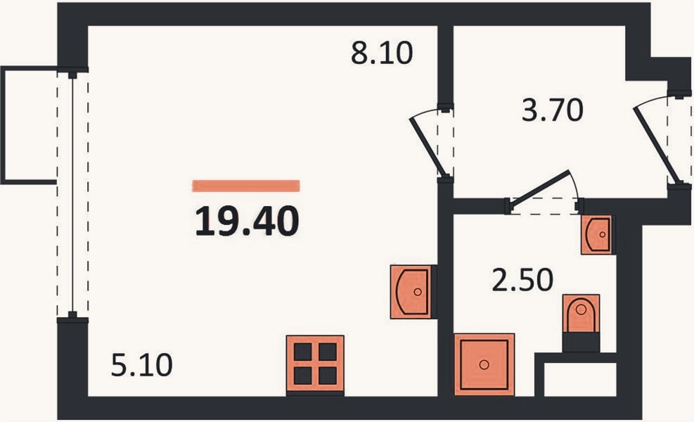Планировка: Студия, 19,4 м²