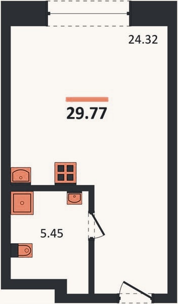 Планировка: Студия, 29,8 м²