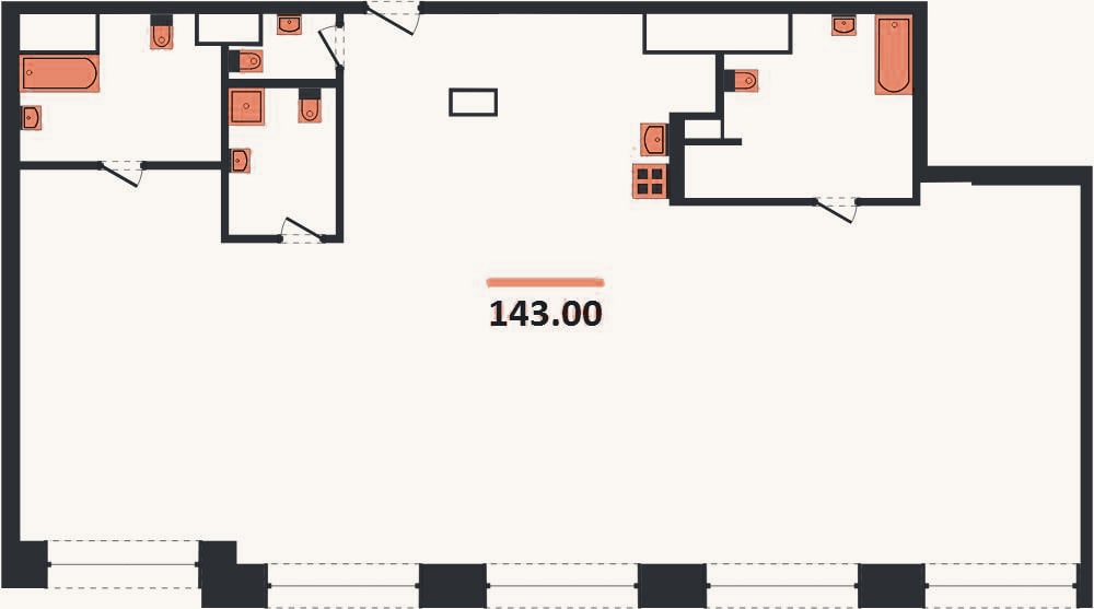 Планировка: 3-к, 143 м²