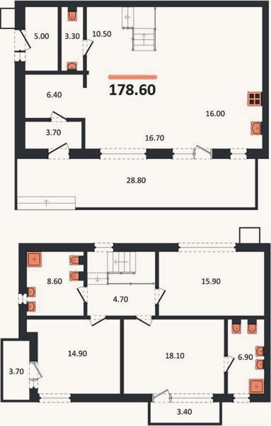 Планировка: 3-к, 178,6 м²