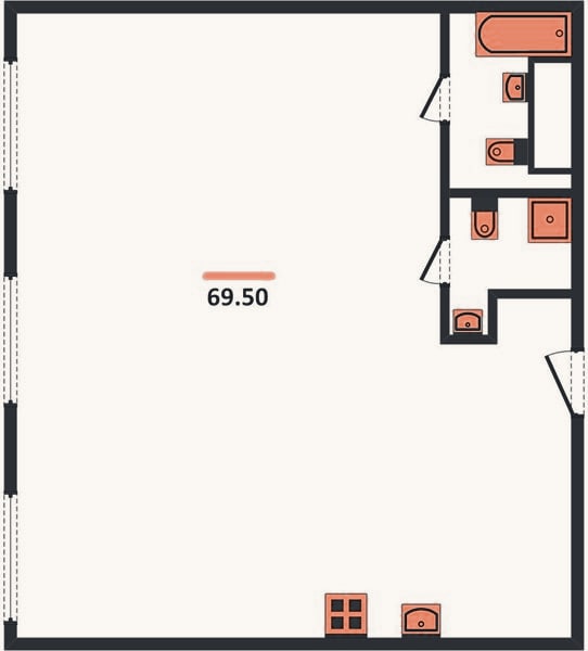 Планировка: 2-к, 69,5 м²