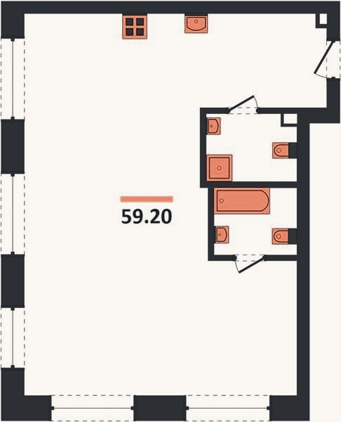 Планировка: 2-к, 59,2 м²