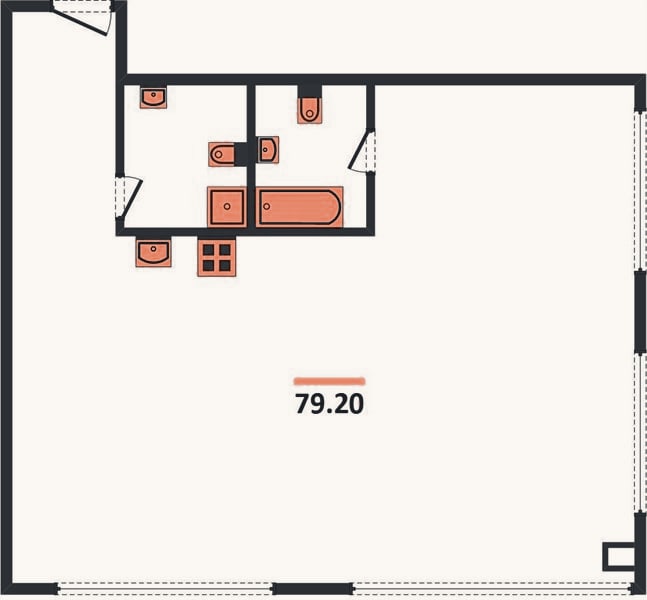 Планировка: 2-к, 79,2 м²
