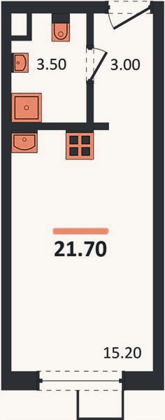Планировка: Студия, 21,7 м²