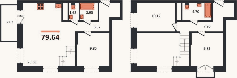 Планировка: 3-к, 79,6 м²