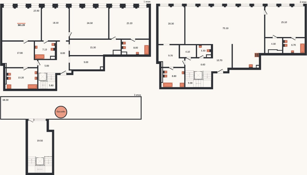 Планировка: 4+ к, 361,2 м²