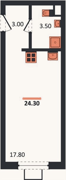 Планировка: Студия, 24,3 м²