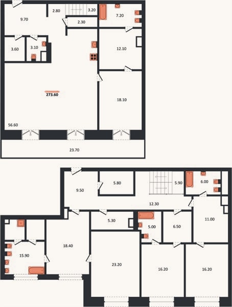 Планировка: 4+ к, 273,8 м²
