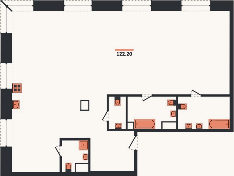 Планировка: 3-к, 122,2 м²