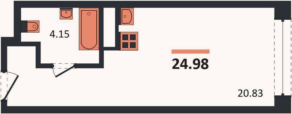 Планировка: Студия, 25 м²