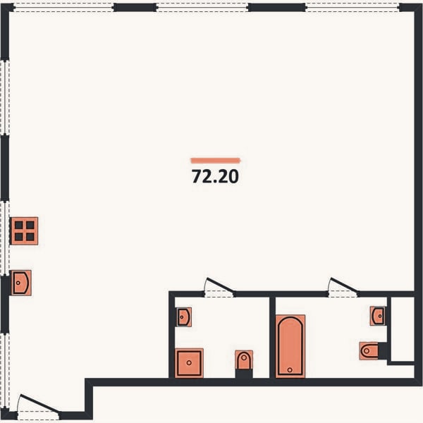 Планировка: 2-к, 72,2 м²