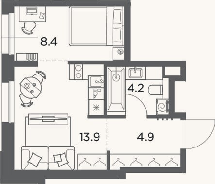 Планировка: Студия, 31,4 м²